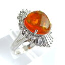 Pt900★プラチナ リング 指輪 ファイヤーオパール2.720ct ◇ダイヤモンド1.160ct 誕生石 10月 シンプル サイドストーン ●9号 ◆ソーティング付き【中古】/27593