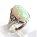 Pt900 ★ プラチナ 指輪 リング オパール4.590ct ◇ダイヤモンド0.090ct サイドストーン 10月 誕生石 ゴージャス ●8号 ◆鑑別書付き【中古】/10019611