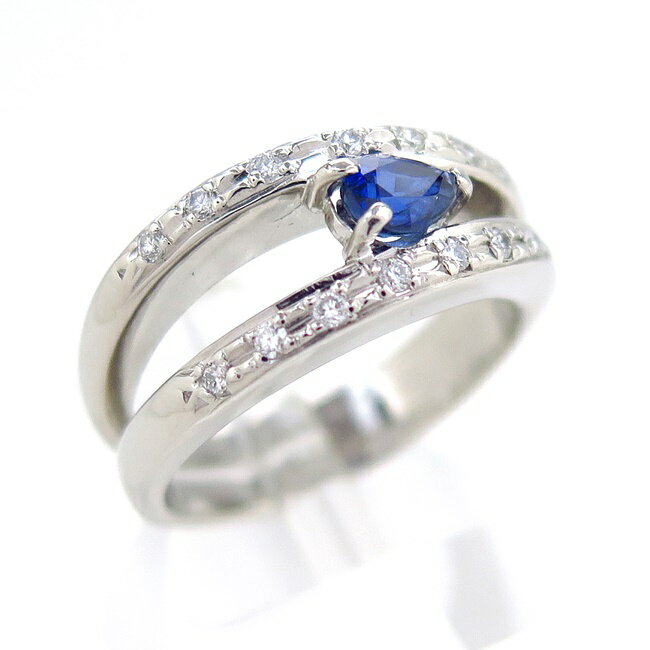 Pt900 ★ プラチナ 指輪 リング サファイア0.450ct ◇ダイヤモンド0.120ct ●11号 【中古】/10020348
