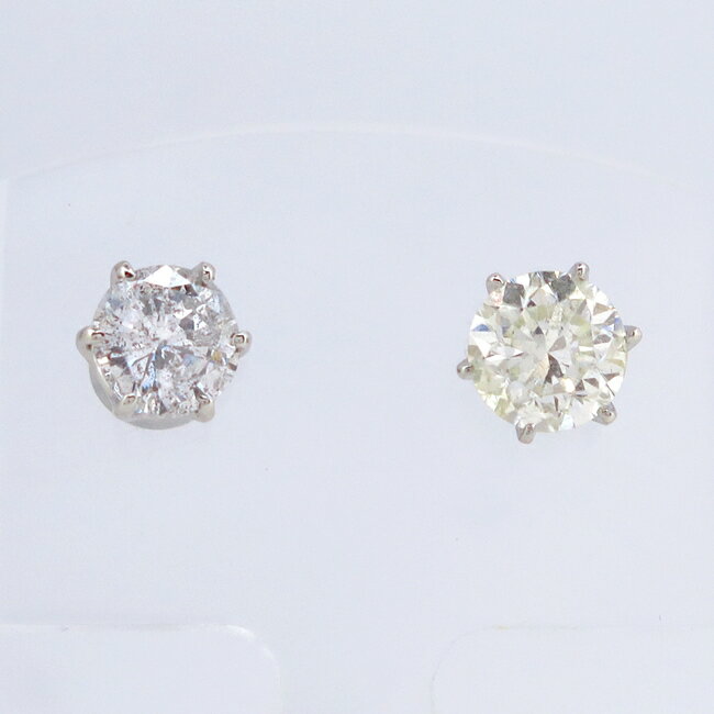 Pt900 プラチナ ピアス ダイヤモンド1.008ct(H/I1/F)/1.105ct(J/I1/G) 4月 誕生石 プレゼント ギフト ソーティング付き【中...