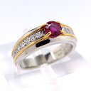 K18YG/Pt900 イエローゴールド プラチナ リング 指輪 ルビー0.598ct ダイヤモンド0.200ct 8.5号【中古・新品仕上】/30243/10014689(4)