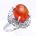 Pt900 ★リング 指輪 ファイヤーオパール3.57ct 10月誕生石 ◇ダイヤモンド0.748ct ●14号【中古】 /e8472