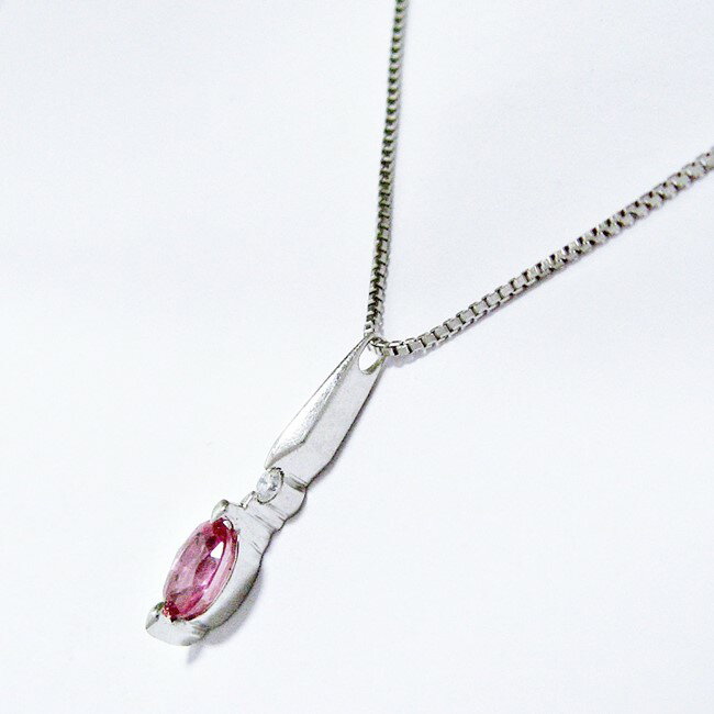 Pt850/Pt900 ★ サファイア プラチナネックレス パパラチア0.427ct ◇ ダイヤ0.02ct【中古】 /e6107 10003417