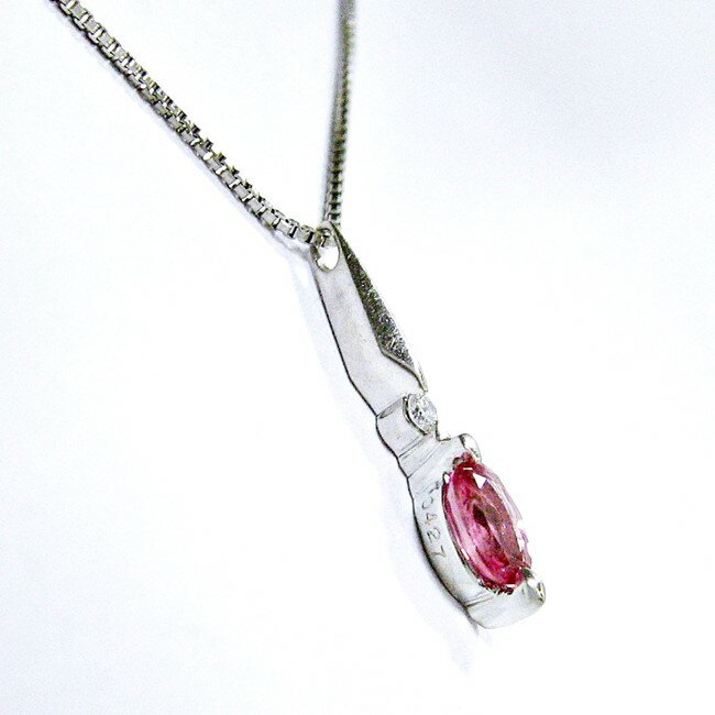 Pt850/Pt900 ★ サファイア プラチナネックレス パパラチア0.427ct ◇ ダイヤ0.02ct【中古】 /e6107 10003417