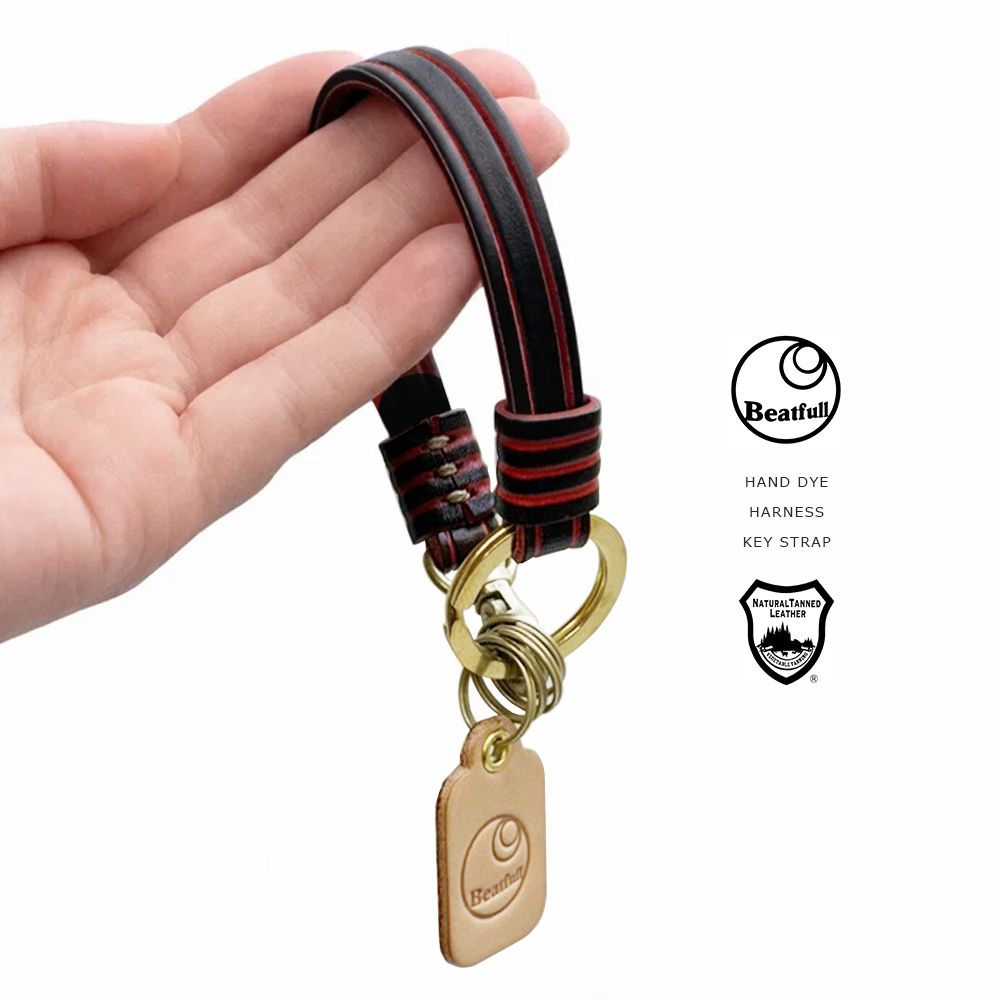 キーホルダー キーリング キーストラップ ストラップ メンズ レディース 人気 ブランド Beatfull ビートフルレザーワークス ハンドダイ ハーネス キーストラップ 日本製 国産 牛革 レザー 革 手染め 二重リング スマートキー スマートキーケース