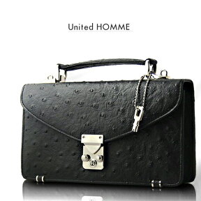 セカンドバッグ メンズ United HOMME -PRESIDENT- 【送料無料】高級牛革オーストリッチ型押しセカンドバック 【メンズ、男性用、紳士用】【ユナイテッドオム】【かばん・bag・革鞄・カバン セカンドバック】【オースト】2114 シンプル かっこいい バレンタイン