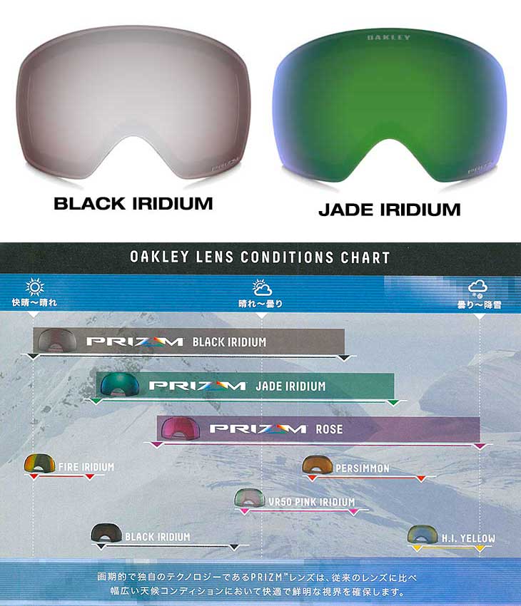 OAKLEY ゴーグル オークリー PRIZM BLACK IRIDIUM PRIZM JADE IRIDIUM LENS プリズム レンズ FLIGHT DECK 対応 日本正規品 ハイコントラストレンズ