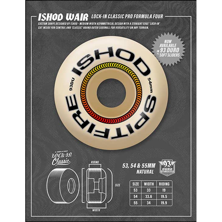 【SIDECAR】SURF&SNOWのSPITFIRE スピットファイアー F4-93DU ISHOD WAIR LOCK-IN CLASSIC SHAPE ウィール スケボー　53｜アングル3