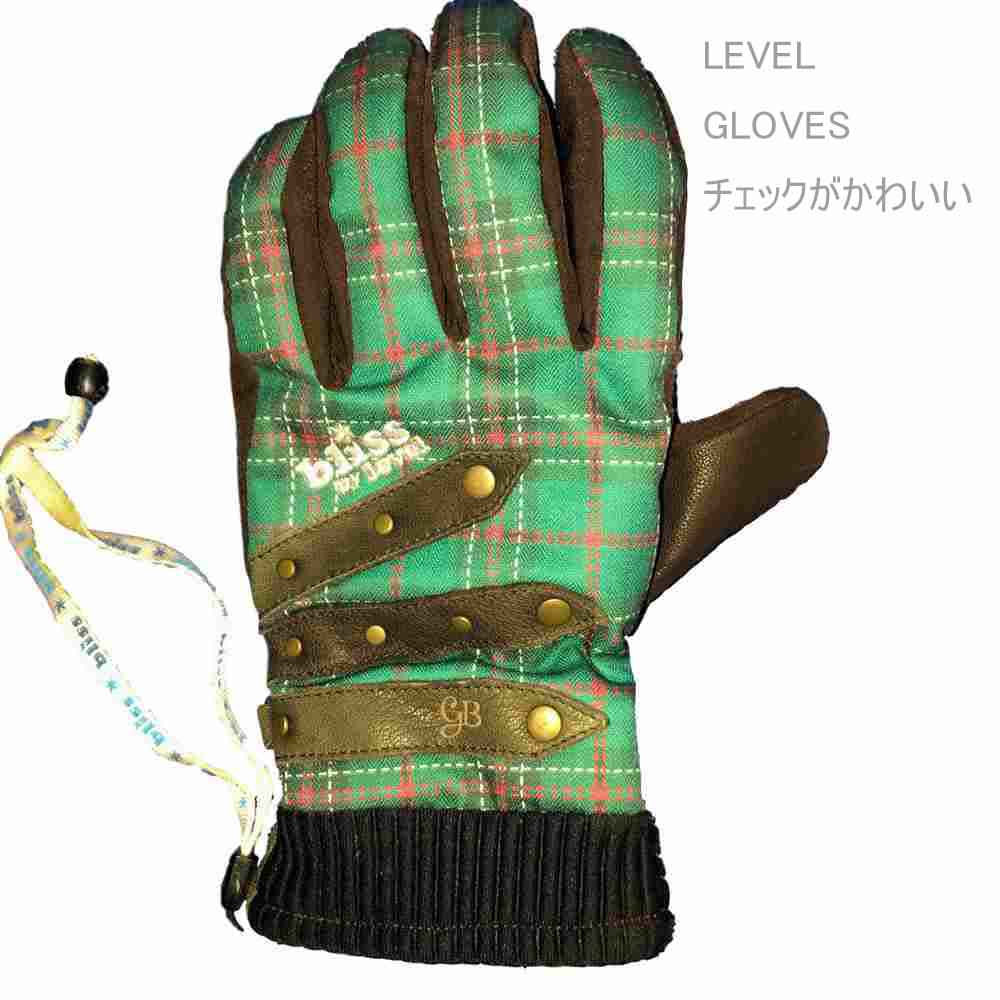 SSサイズ LEVEL GLOVES BLISS GB PIPE GLOVES GREEN CHECKグリーンチェック安心の正規品 レベルグローブ パイプグローブ チェックがかわいいわけあり品