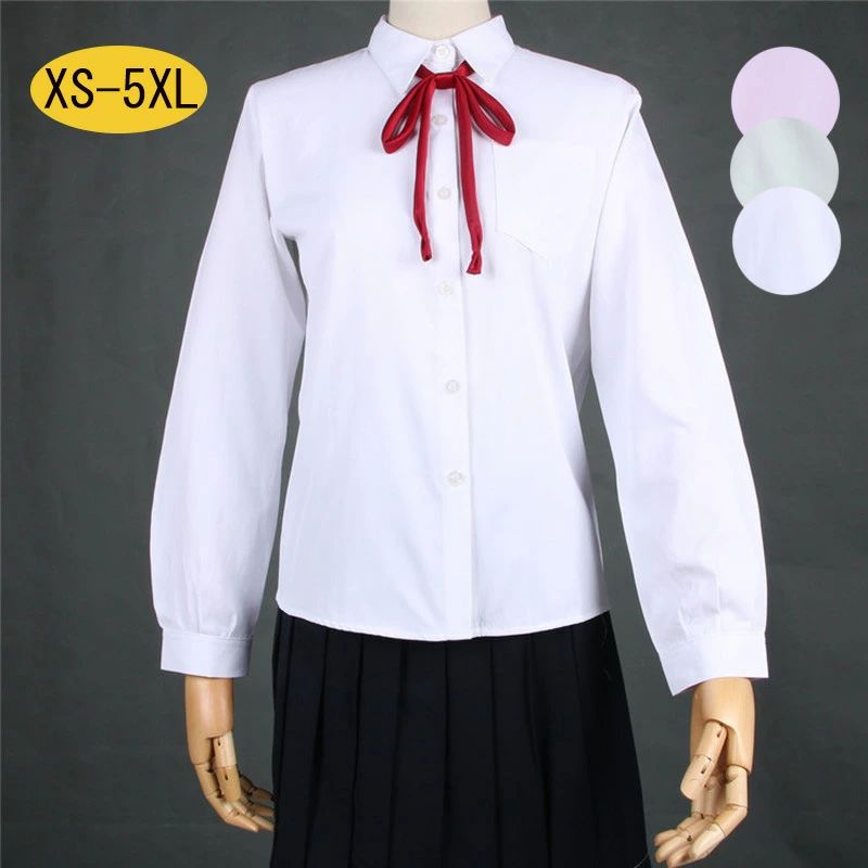Rakuten - 送料無料 入学式 卒業式 ブラウス レディース シャツ 角襟 白 JK 制服 女子高生 長袖シャツ 制服 学生服 ピンク 長袖ブラウス コットン スクール風 入学式シャツ 女の子 スクールウェア トップス 春秋 無地 シャツ