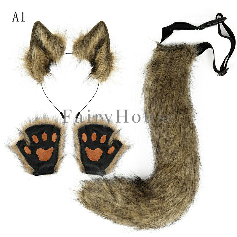 コスプレ 猫耳 しっぽ 手袋 3点セット ハロウィン カチューシャ ネコミミ モフモフ尻尾 肉球手袋 ケモナー けもの ケモノ系コスプレ 動物コスプレ かわいい おしゃれ 記念撮影 プレゼント クリスマス イベント パーティー 仮装 コスプレ祭り sideyou-10029905 SIDE YOU楽天市場店 サンプル画像2