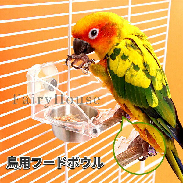 【送料無料】鳥用 餌入れ ステンレス製 飛び散り防止 フードボウル インコ オウム 文鳥 セキセイインコ ボタンインコ 小型鳥 中型鳥 鳥かご フィーダー 内掛け式 ホルダー付き 止まり木兼用 サンドパーチ 爪とぎ くちばし研ぎ 給餌器 お手入れ簡単 取り付け簡単