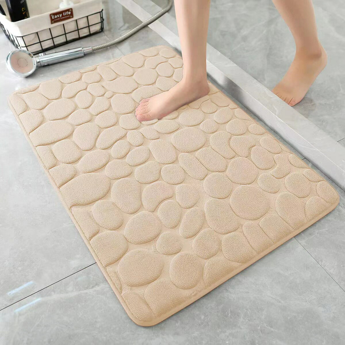 バスマット タオル地 60×90cm 無地 足ふきマット お風呂 小石の形 吸水性抜群 コーラルフリース 可愛い 快適 洗濯可 ホテル 1人暮らし 春 夏 秋 冬 送料無料 sideyou-10029714 SIDE YOU楽天市場店 サンプル画像3