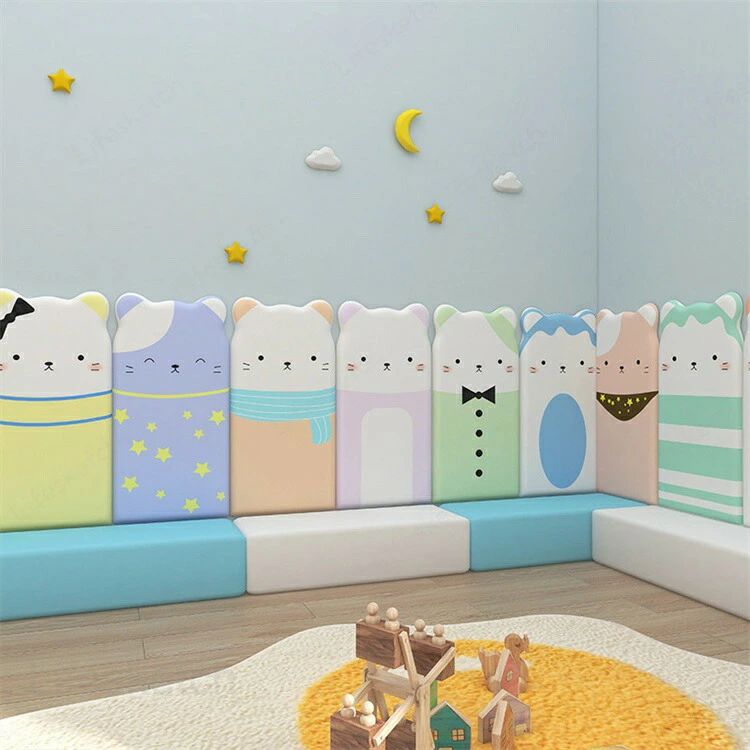 ウォールクッション 30x60cm 2枚 厚度3cm 0.8kg/枚 PVC PU革 壁クッション 猫 ねこ 子供セーフティーグッズ ベビーガード テープ付き ケガ防止 衝撃吸収 コーナークッション ベビーマット 厚手 極厚 防音 [2]