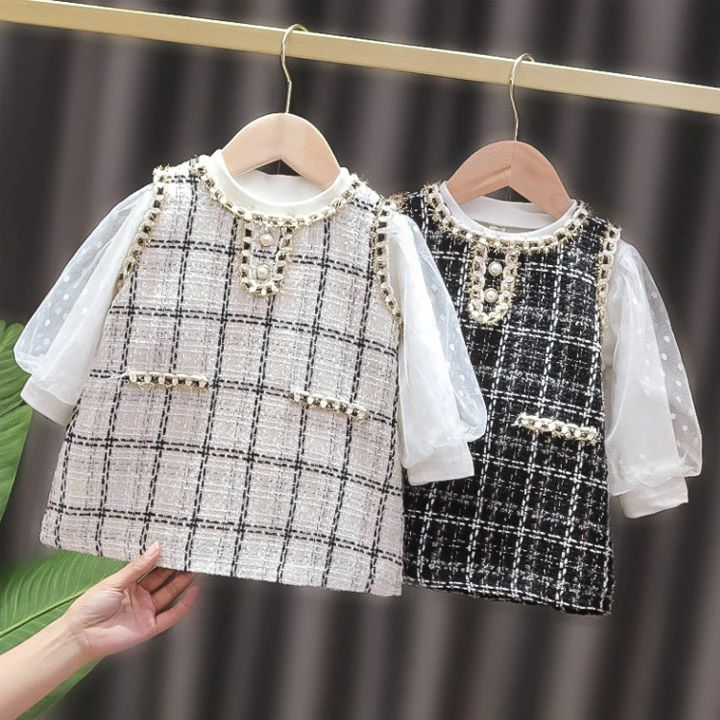 Rakuten - 送料無料 キッズ ワンピース 秋冬 膝丈 おしゃれ 女の子 2点セット 入学式 ホワイト ブラック キラキラ キッズワンピース 膝丈 蝶結び 可愛い 秋 春 子供服 ベビー キッズ 長袖 おしゃれ かわいい お出かけ フォーマ フォーマル ピアノ発表会 100 卒園式 春夏