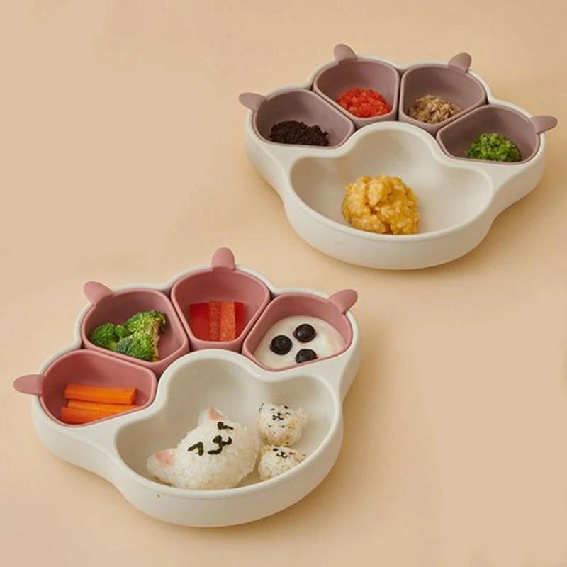 ベビー食器 離乳食プレート 吸盤ボウル 猫の爪 離乳食 食器 食品級シリコン 吸盤つき ひっくり返らない 滑り止め 子供 食器 離乳食 仕切り 小皿 ベビー食器 子供用食器 赤ちゃん お食事セット 子供 キッズ食器 皿 出産お祝い ギフト プレゼント