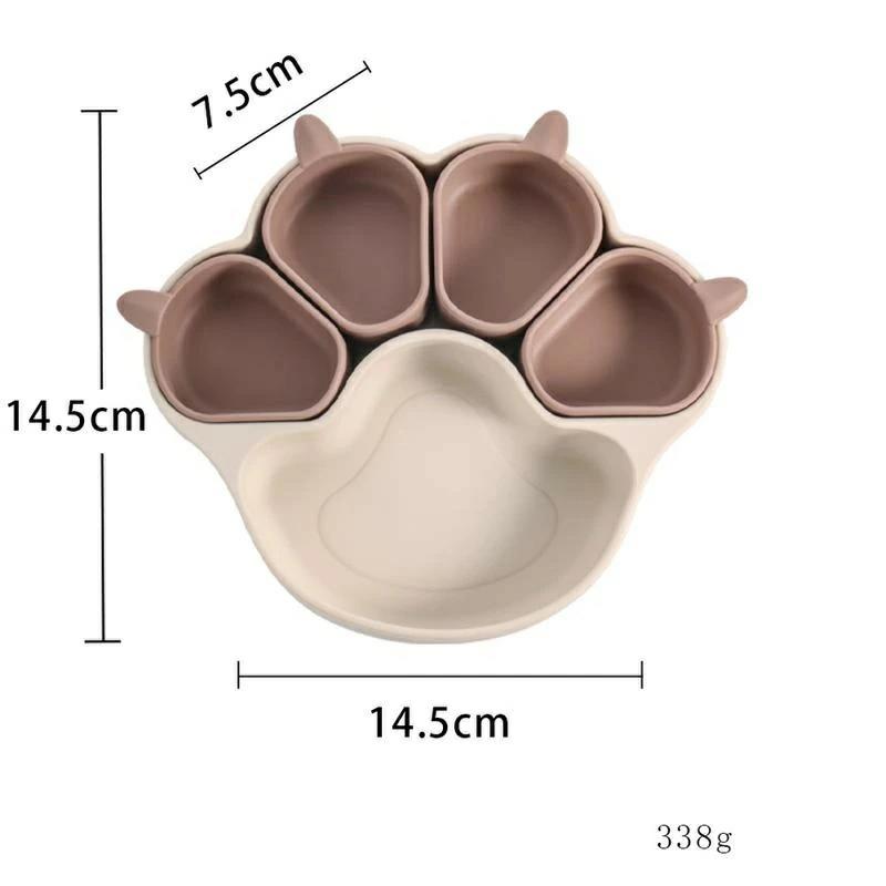 SIDE YOU楽天市場店のベビー食器 離乳食プレート 吸盤ボウル 猫の爪 離乳食 食器 食品級シリコン 吸盤つき ひっくり返らない 滑り止め 子供 食器 離乳食 仕切り 小皿 ベビー食器 子供用食器 赤ちゃん お食事セット 子供 キッズ食器 皿 出産お祝い ギフト プレゼント｜アングル2