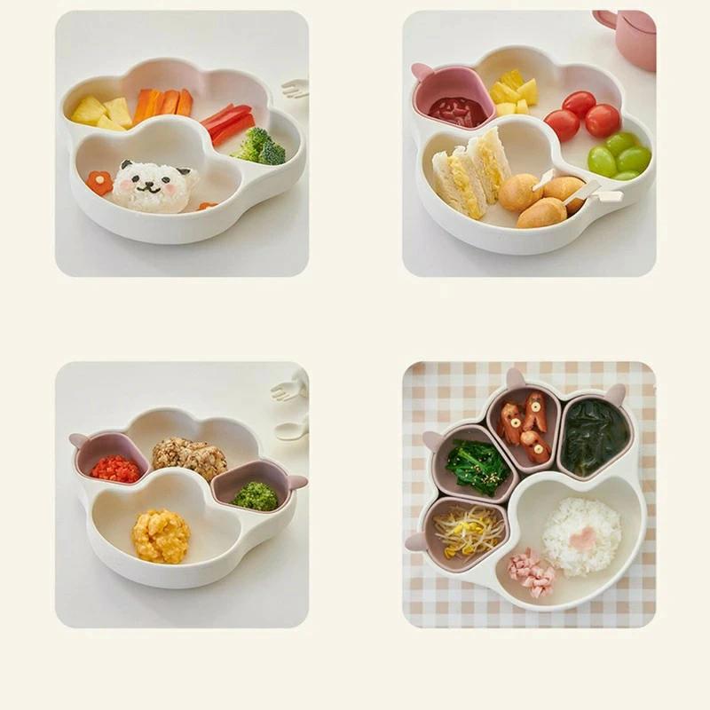 SIDE YOU楽天市場店のベビー食器 離乳食プレート 吸盤ボウル 猫の爪 離乳食 食器 食品級シリコン 吸盤つき ひっくり返らない 滑り止め 子供 食器 離乳食 仕切り 小皿 ベビー食器 子供用食器 赤ちゃん お食事セット 子供 キッズ食器 皿 出産お祝い ギフト プレゼント｜アングル3