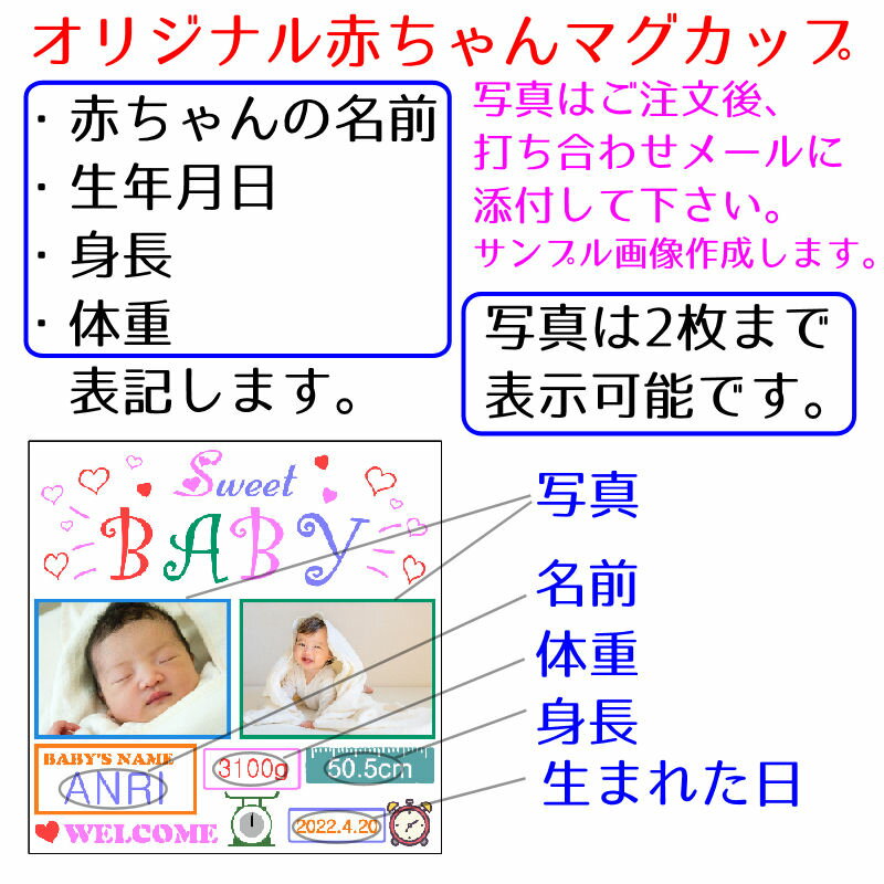 写真 名入れ 赤ちゃん 誕生 記念 オリジナル マグカップ