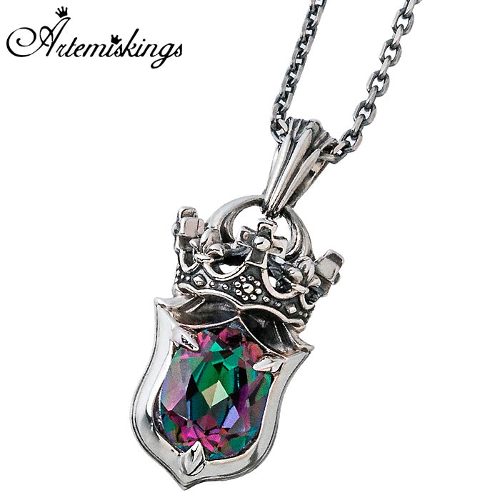 アルテミスキングス クラウン シールド シルバー ネックレス ペンダント ミスティッククォーツ メンズ レディース シルバー925 シルバーアクセサリー AKP...