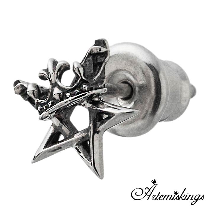 アルテミスキングス 王冠 五芒星 シルバー ピアス メンズ レディース シルバー925 シルバーアクセサリー 片耳用 1個売り AKE0102 ARTEMIS ...