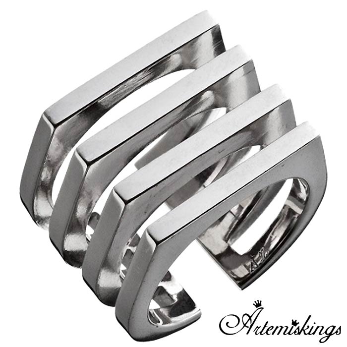 【ポイント5倍！30日まで！】 アルテミスキングス ARTEMIS KINGS 4連印台 シルバー ジュエリー リング 指輪 15号～21号 AKR0042