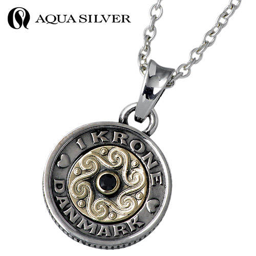 アクアシルバー AQUA SILVER コイン シルバー ネックレス アクセサリー チェーン付き ブラス シルバー925 スターリングシルバー ASP222BR...