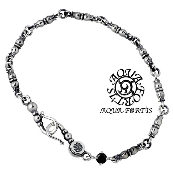 アクアシルバー ブレスレット メンズ アクアフォーティス AQUA FORTIS シルバー ブレスレット アクセサリー ブラックキュービック シルバー925 スターリングシルバー アクアシルバー AQUA SILVER FB-005F-BZ