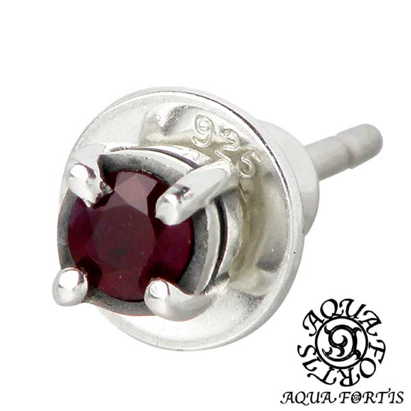 アクアフォーティス AQUA FORTIS ルビー シルバー ピアス アクセサリー 一粒石 スタッドタイプ 1個売り 片耳用 シルバー925 スターリングシルバ...