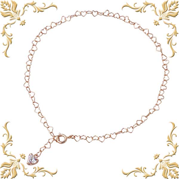 【ポイント5倍!30日まで!】 ブルーキャット Blue Cat シルバー ハート アンクレット ミスティック キュービック ピンクゴールド ハートチェーン シ...