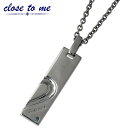 クロストゥーミー close to me ブルーダイヤモンドプレート型メッセージシルバーネックレス アクセサリー ブラックコーティング メンズペンダントトップ ...