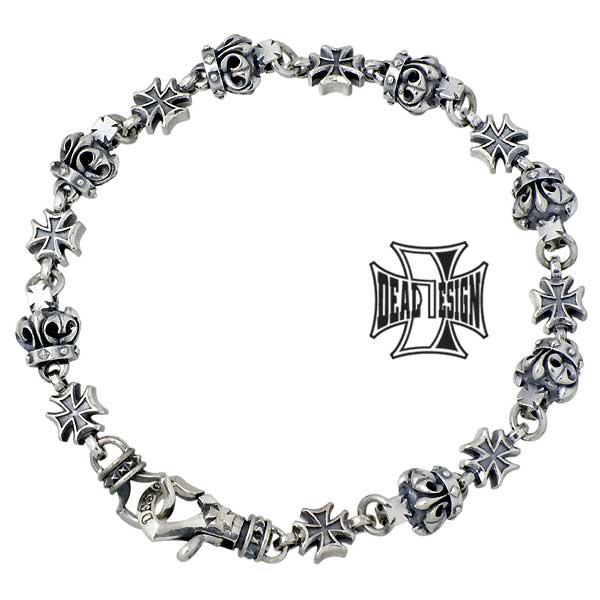 ディールデザイン DEAL DESIGN ブレスレット メンズ シルバー ジュエリー リリー クラウン クロス 王冠 シルバー925 スターリングシルバー 39...