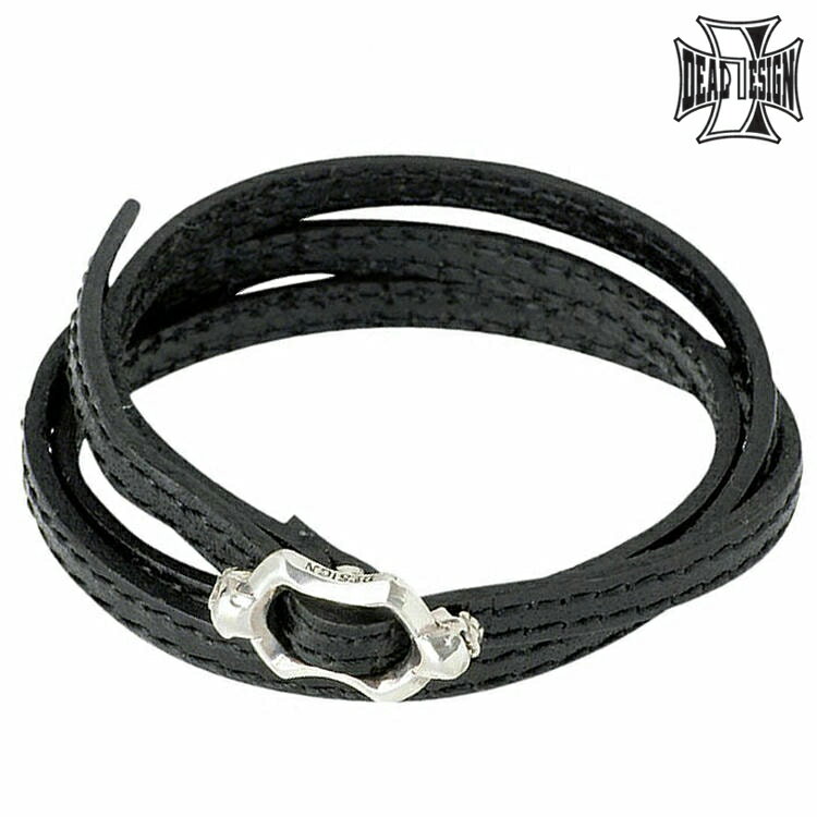 ディールデザイン DEAL DESIGN フリースライド レザー ブレスレット アクセサリー スカル ドクロ シルバー シルバー925 スターリングシルバー 3...