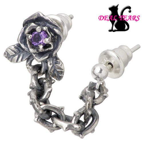 ディールティアーズ DEAL TEARS チェーン ローズ シルバー ピアス アクセサリー 1個売り ストーン シルバー925 スターリングシルバー ディールデ...