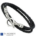 【ポイント10倍!スーパーSALE】 ドクターモンロー Dr MONROE レザー ブレスレット アクセサリー ブラック シルバー925 スターリングシルバー RE-17-SV-BK
