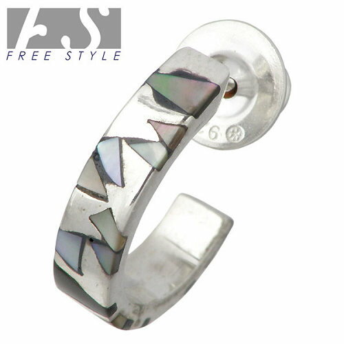 楽天LIFE ＆ JEWELRY シーズ ロッソフリースタイル FREE STYLE ブラックシェル フープ シルバー ピアス アクセサリー 1個売り 片耳用 シルバー925 スターリングシルバー FSE-876BSH