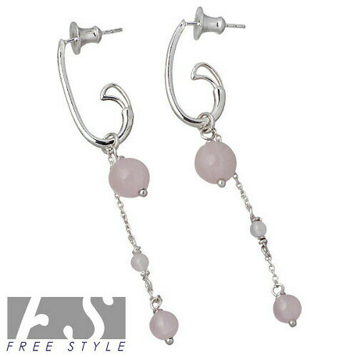 フリースタイル FREE STYLE ローズクォーツ チャーム シルバー ピアス アクセサリー スタッドタイプ 2個売り 両耳用 シルバー925 スターリングシ...