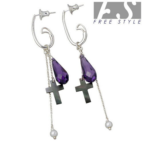 フリースタイル FREE STYLE アメジスト チャーム シルバー ピアス アクセサリー スタッドタイプ クロス 2個売り 両耳用 シルバー925 スターリン...
