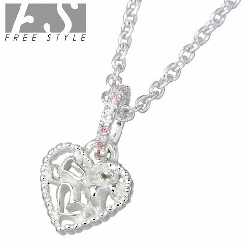 フリースタイル FREE STYLE ネックレス レディース ハート シルバー ジュエリー ピンクキュービック チェーン付き 925 スターリングシルバー FSP-850CL50