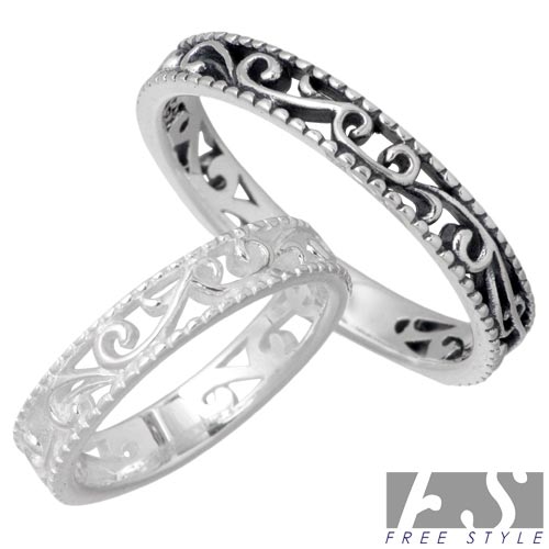 フリースタイル FREE STYLE リング 指輪 ペアー シルバー ジュエリー WH BK アラベスク 925 スターリングシルバー FSR-893B-W-P