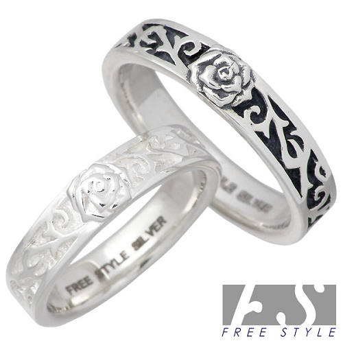 【ポイント5倍!ブラックフライデー!】 フリースタイル FREE STYLE バラ デザイン シルバー ペア リング ローズ 指輪 アクセサリー 7〜15号 1...