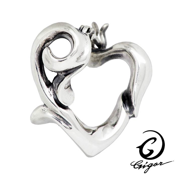 ジゴロウ GIGOR シルバー ピアス アクセサリー ハーティション 1個売り 右耳用 メンズ レディース ハート FIENAL series NO-407
