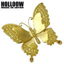 【ポイント5倍! 30日まで! 】 ホロウ HOLLOOW ピンブローチ レディース メンズ シルバー ジュエリー バタフライ キュービック ゴールド 蝶 925 スターリングシルバー KHP-120GD