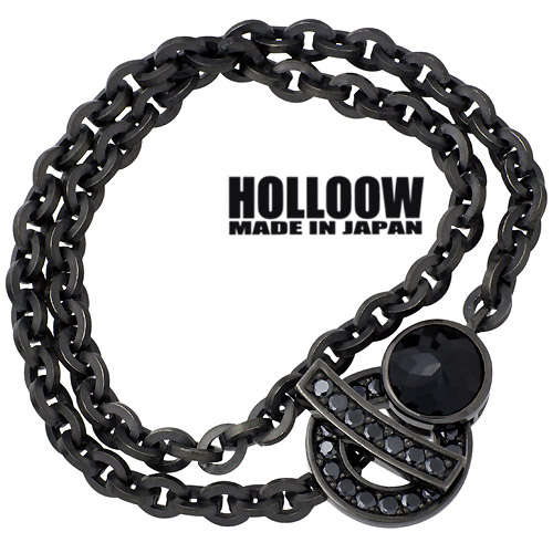 ホロウ HOLLOOW チェーン シルバー ブレスレット アクセサリー キュービック ブラックコーティング シルバー925 スターリングシルバー KHP-127...