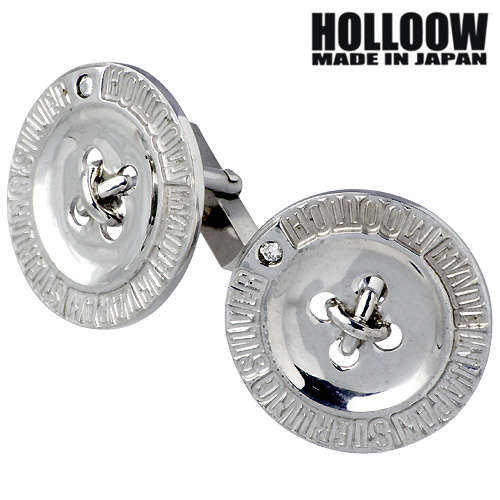 ホロウ HOLLOOW ロゴ シルバーカフス キュービック カラーコーティング ボタン シルバー925 スターリングシルバー KHP-130