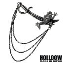 【ポイント5倍! 30日まで! 】 ホロウ HOLLOOW ピンブローチ レディース メンズ シルバー ジュエリー フロッグナイフ ブラック キュービック カエル 蛙 剣 925 スターリングシルバー KHP-160BK