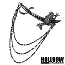 ホロウ HOLLOOW ピンブローチ レディース メンズ シルバー ジュエリー フロッグナイフ ブラック キュービック カエル 蛙 剣 925 スターリングシルバー KHP-160BK