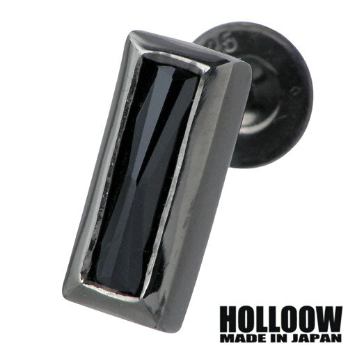ホロウ HOLLOOW レクテングル スタッド シルバー ピアス アクセサリー 1個売り 片耳用 ブラックコーティング オニキス シルバー925 スターリングシ...