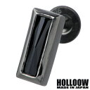 【ポイント5倍! 30日まで! 】 ホロウ HOLLOOW レクテングル スタッド シルバー ピアス アクセサリー 1個売り 片耳用 ブラックコーティング オニキス シルバー925 スターリングシルバー KHP-165BK