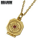 ホロウ HOLLOOW ワールド コンパス シルバー ネックレス アクセサリー チェーン付き ゴールドコーティング 羅針盤 スカル ドクロ 髑髏 シルバー925...